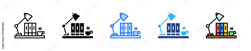Fototapeta premium Study Lamp Icon Set Multiple Style Collection