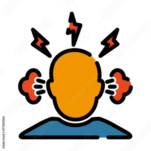 Mental health colored icon. Anxiety illustration.