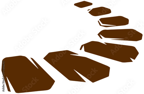 Pathway of stepping stones leading forward, journey of progress with brown stones vector