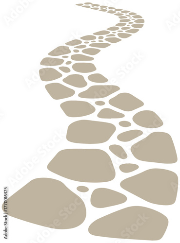 Follow the path: winding stone pathway leads to success, opportunity, adventure ahead