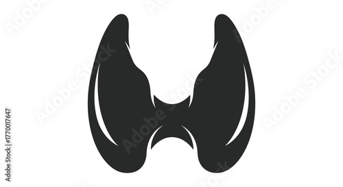 Black silhouette of the human thyroid gland a vital endocrine organ depicted in a clear and simple graphic style
