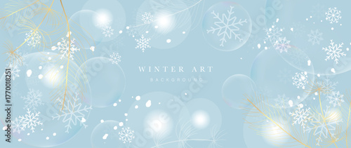 Light bokeh snowflake vector background with glowing circles and soft gradients, versatile holiday backdrop for web and print