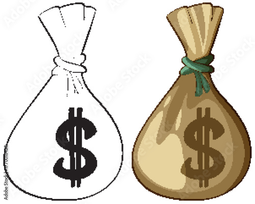 Money Bags with Dollar Signs Vector Illustration