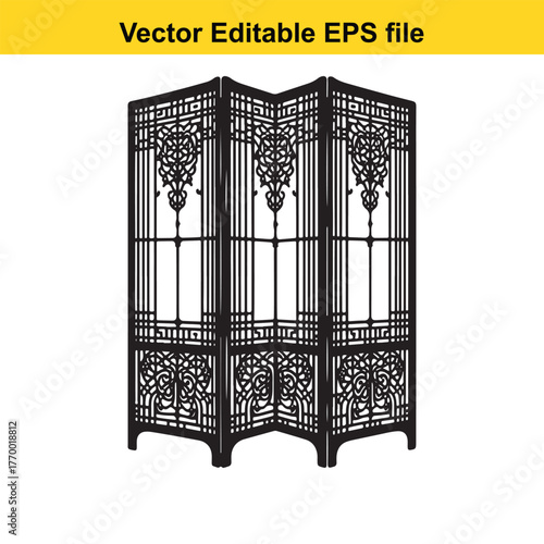 Decorative folding screen with intricate patterns