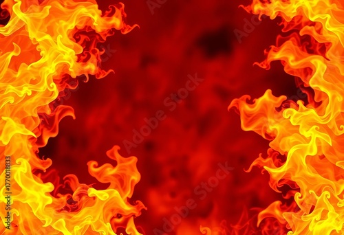 Intense orange and yellow flames engulfing the frame, dynamic fiery background,  wildfire,  furnace
