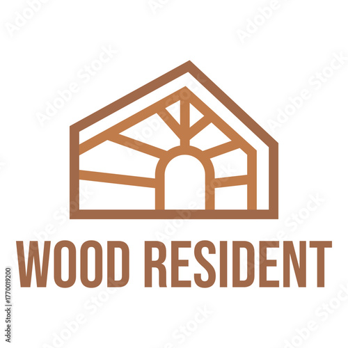 wood resident flat minimalist logo design