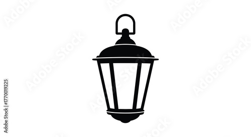 Vintage style hanging lantern silhouette with intricate detailing and a classic design for decorative purposes silhouette
