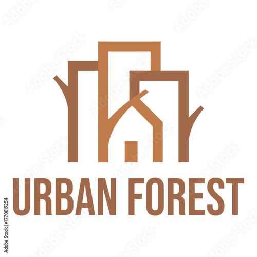 urban forest flat minimalist logo design