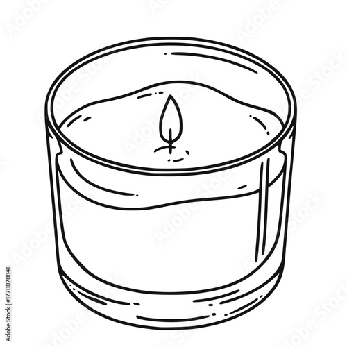 Glass Jar Votive Candle with Flame Sketch