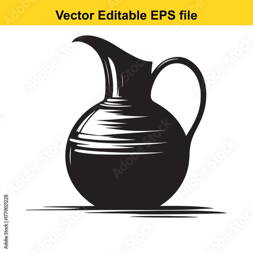 Black silhouette of a jug with a handle and spout