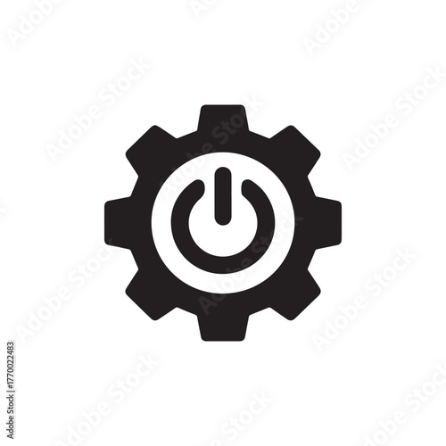 Power button gear, a symbol of control, activation, and technological advancement in a modern design