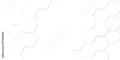 White abstract hexagonal whit hexagon modern technology creative emboss light honeycomb polygonal web. abstract geometric science and mosaic tile with template texture background.