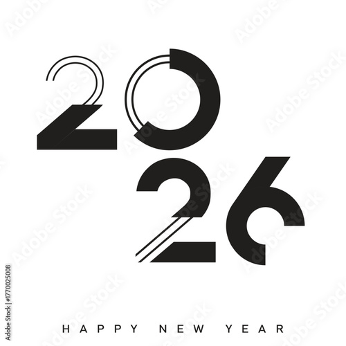 Modern creative Happy New Year 2026 abstract typography logo. Vector