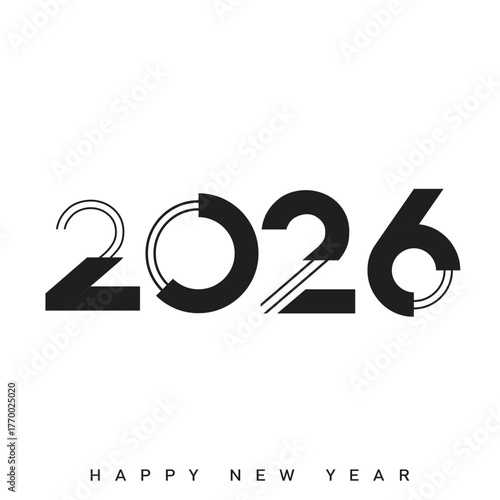 Modern creative Happy New Year 2026 abstract typography logo. Vector