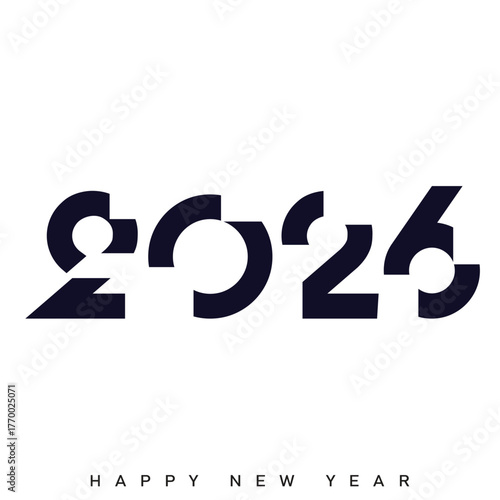 Modern creative Happy New Year 2026 abstract typography logo. Vector