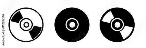 black disk set icon isolated on white background
