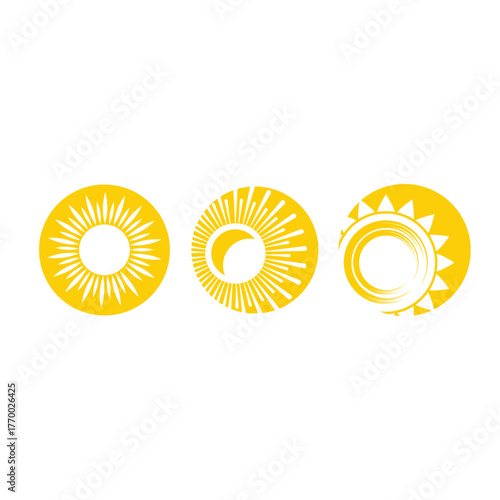 Sun logo and symbol stylized design