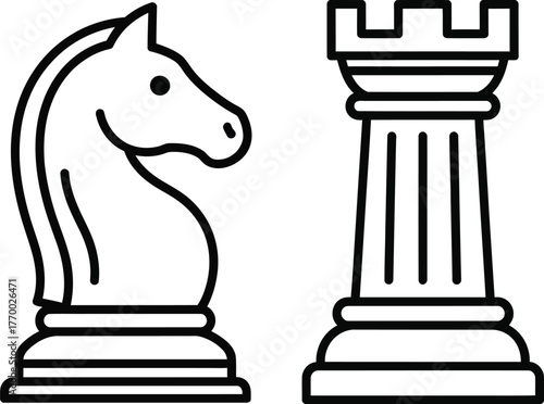 daba hours1.epsChess Pieces Line Icons – Knight and Rook Vector Illustration