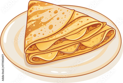 Cartoon flat style drawing fresh delicious crispy crepes restaurant logo emblem. Sweet snack shop logotype template concept for cafe, shop or food delivery service. Graphic design vector illustration