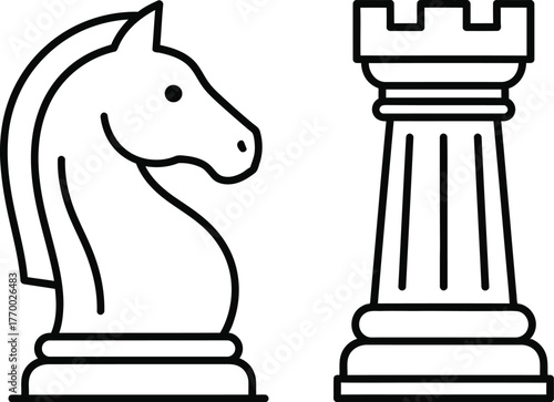daba hours2.epsChess Pieces Line Icons – Knight and Rook Vector Illustration