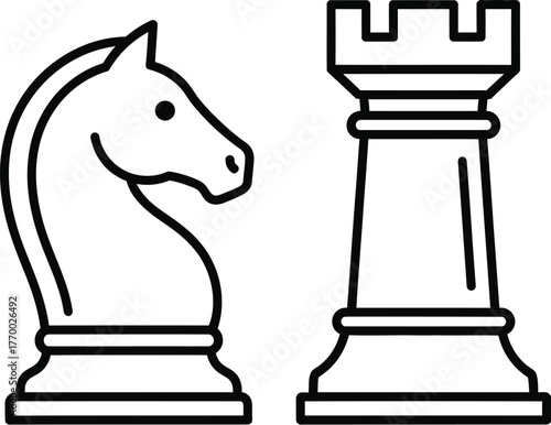 daba hours3.epsChess Pieces Line Icons – Knight and Rook Vector Illustration