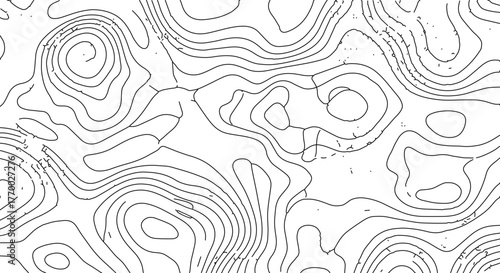 Contour Line Topography Map Showing Elevation Changes in a White Background Technical Drawing Illustration Design