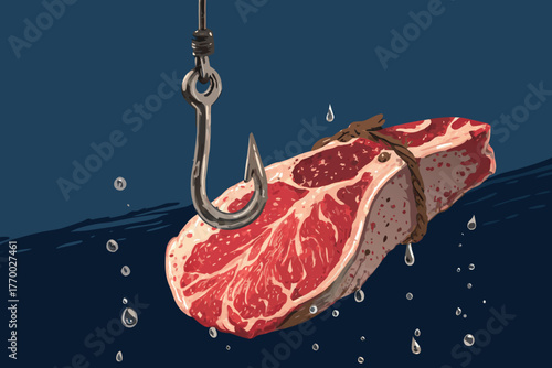 -macro-perspective-of-dripping-meat-hook-with-slic.eps