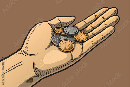 Extreme close-up, detailed macro photography of a weathered hand tightly gripping a sparse collection of desiccated, fragile leaves against a soft, blurred, earthy backdrop.