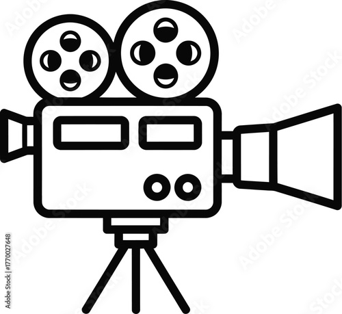 vedio.eps"Vintage Film Camera Icon – Retro Movie Recorder Vector Illustration"