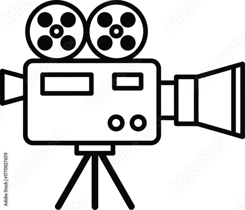 vedio1.eps"Vintage Film Camera Icon – Retro Movie Recorder Vector Illustration"