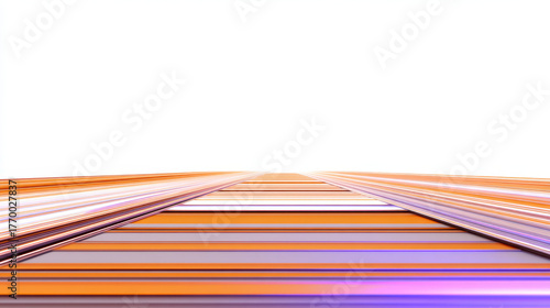 Abstract geometric pattern lines in neon orange and purple create futuristic, dynamic perspective