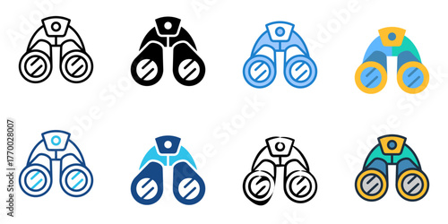 Surveillance icon set multiple style collection 
