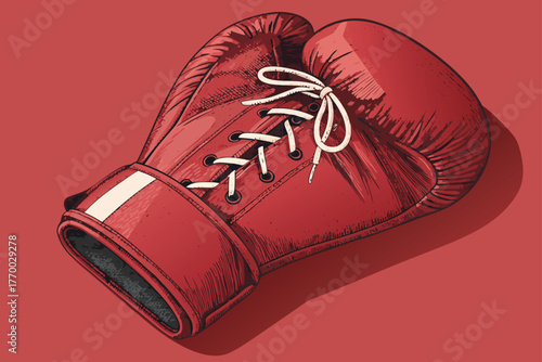 Macro close-up of tightly tied boxing glove laces, intricate weave detail, leather texture, intense athletic readiness, determined focus, powerful impact.
