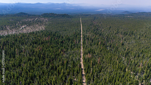 Aerial top to down view at Paulina Creek falls, Oregon