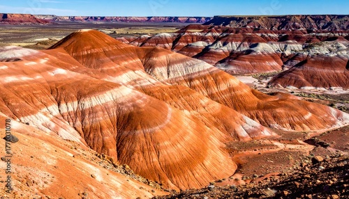 Explore the stunning painted desert landscape bathed in warm sunlight, showcasing nature's artistic beauty and creating a sense of wonder and adventure in the American Southwest