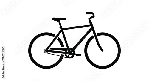 Classic black bicycle silhouette with clean lines and minimalist design on a white background