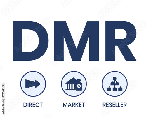 DMR - Direct Market Reseller acronym. business concept background. vector illustration concept with keywords and icons. lettering illustration with icons for web banner, flyer