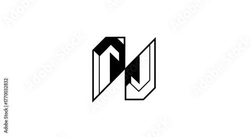 Geometric initials logo design featuring letter c and j in bold and modern style minimal and