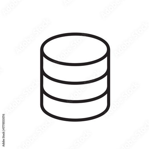 Minimalist Database Icon – Black and White Vector of Stacked Cylindrical Data Storage Symbol