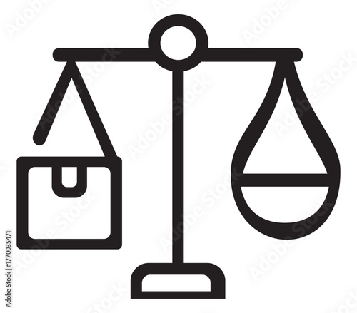 Scales with weight line icon. Medicine or other powder substance. Vector illustration.