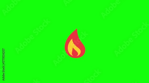 A fiery flame flickers continuously on a green screen, ideal for looped overlays or transitions.