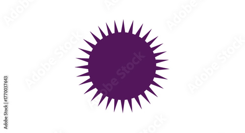 Purple spiky sun-like shape on a white background.
