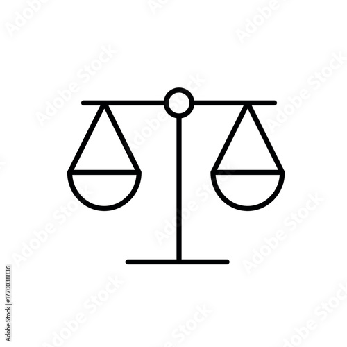 A line icon of balanced scales, symbolizing gender equality, fairness and social justice