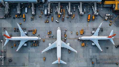 selective focus aerial airport overview