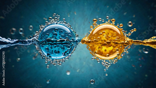 Blue and Orange Liquid Collision Underwater