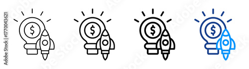 Startup Business Icon Different Style Outline Collection Set