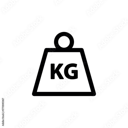 Kilogram Weight Icon Black Silhouette Representing Mass and Measurement on White Background