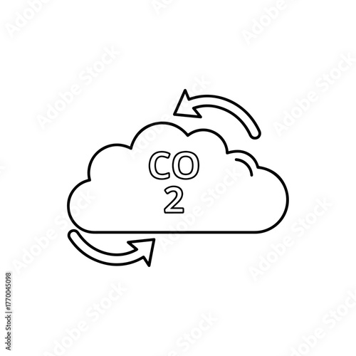 Carbon Dioxide CO2 Cloud Symbol with Circular Arrows Representing Environmental Cycle and Gas Exchange
