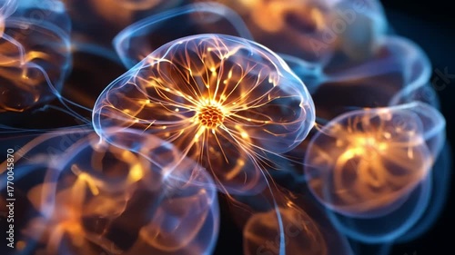 Illuminating Neurons: An intricately detailed close-up reveals a network of glowing neurons.