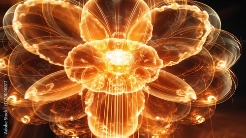 Illuminated Floral Design: An artistic representation of a radiant flower in shades of gold and amber, evoking a sense of warmth, elegance, and natural beauty.